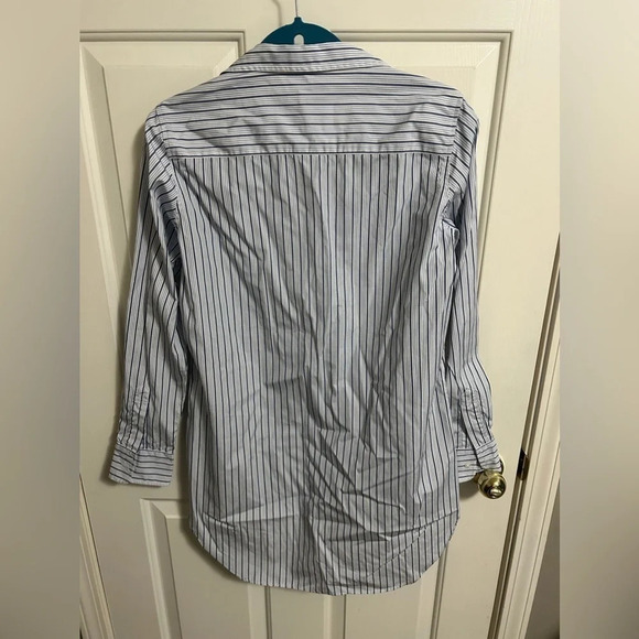 FRANK & EILEEN Blue Striped GRAYSON Womens Button Shirt Tunic Dress Size Small - Picture 4 of 5